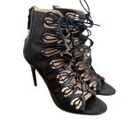 Nine West BLACK LEATHER LACE UP HIGH HEELS PUMPS SZ.β 7.5 Photo 2