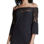 BB Dakota 'Desperado' Off-the-Shoulder Lace Mini Sheath Dress in Black Size 2 Photo 0