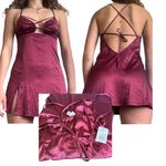 Auden Nwt womens large maroon satin slip nightgown thong set Red Photo 1