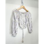 Surf Gypsy SURF‎ GYPSY Metallic Star Print Crochet Ruched Off Shoulder Crop Top Size Small Photo 1