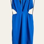 Bebe  Fierce Deep V Plunge Side Cut Out Blue Ponte Dress Size S Photo 3