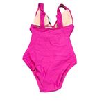 J.Crew  Fuchsia Pink Ruched V Neck Plunge One Piece Swimsuit SZ 4 Beach Vacation Photo 5