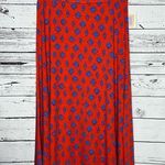 LuLaRoe NWT Size XL Red & Blue Geometric Print Fold-Over Waist Maxi Skirt Photo 0