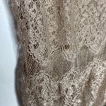 A’reve tan shiny lace peplum sleeveless top with bejeweled front embroidery sz M Size M Photo 6