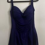 La Blanca  Blue Ruched Sweetheart Neck Island Goddess One Piece Swimsuit Sz 16W Photo 1
