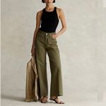 Ralph Lauren Polo Cotton Twill Wide-Leg Cropped Pants Women’s Size 8 Olive Green Photo 2
