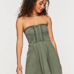 Forever 21 NWT  Green Twill Crochet-Trim Strapless Mini Dress - M Photo 0