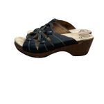 Dansko Serena Floral Laser Cut Black Leather Heeled Sandals Clogs Women's Size 9 Photo 2