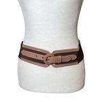 Linea Pelle Leather Stretch Women’s Statement Belt Corset Waist Brown Boho Retro Photo 0