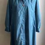 Fleet Street Vintage 80s Teal Blue Trench Coat Long Raincoat Size 10 Button Down Photo 0