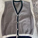 New Sweater vest Gray green blue trim eclectic grandpa waistcoat Fall Academia Size M Photo 5