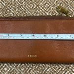 Fossil  Lainie Brown Crossgrain Leather Organizer Credit Card Flap Snap Clutch Photo 6