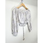 Surf Gypsy SURF‎ GYPSY Metallic Star Print Crochet Ruched Off Shoulder Crop Top Size Small Photo 3