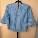 Draper James  Lattice Double Bell Sleeve‎ Blouse Top Blue Size 6 Photo 2