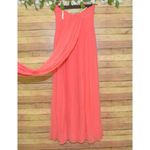 Halston Heritage Chiffon Peach Maxi Dress Womens 2 Silk Strapless Evening Prom Photo 7