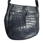 Vince Dark Blue Crocodile Leather Embossed Calf Skin Crossbody Bag Purse Photo 4