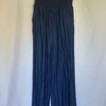 Blue Rain ruched jumpsuit women's size XS cotton denim material off the shoulder Photo 0