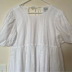 Aritzia SUN-DEH Zane Puff Sleeve Mini Babydoll Dress Open Tie-Back White Small Photo 4