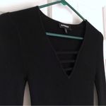 EXPRESS Fitted Rib Knit Cutout Black Sweater Vneck Going Out Top XS Women’s Photo 2