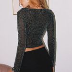 Princess Polly Crystal Clear Long Sleeve Mesh Top Black/Silver  Photo 1