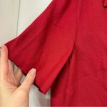 Vintage Red Linen Two Peice Set Wide Leg Pants Short Sleeve Button Down Shirt L Size L Photo 5