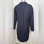 Vince Cady Shirt Dress Size Small in Black Leather Cuffs Photo 3