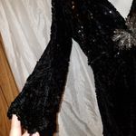 ZARA  limited edition medium black long sleeve sequin plunging v-neck Mini dress Photo 5