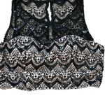 Sequin Hearts Black Lace Crop Top Sleeveless Party‎ Tank Blouse Sexy Festival Size 15 Jr Photo 4