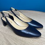 Talbots Kelsey Slingback Pumps Navy Nappa Leather Almond Toe Women’s Size 6.5 Photo 0