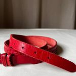 Vintage Liz Claiborne Red Braided Leather Belt Solid Brass Buckle 1.25" Medium Photo 4