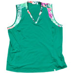 Lady Hagen Women's Green Tropical Print V-Neck Sleeveless Golf Polo Shirt XXL Photo 0