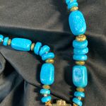 Bohemian Chic Blue turquoise colored chunky statement necklace Large Amulet Photo 3