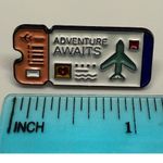 Adventure Awaits AirPlane Multicolor Ticket Metal Enamel Pin Multiple Photo 1
