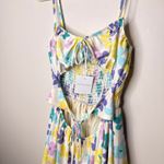 Blue Blush NEW NWT  Floral Print Mini Dress SZ Small Smocked Back‎ Flirty Cutaway Photo 5