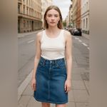 Guess  Knee Length Denim Skirt Cotton Jean Size 6 Photo 1