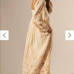 Anthropologie Yellow Gold White Boho Embroidered Sweetheart Maxi Dress XXS NWT Photo 2