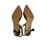 Manolo Blahnik  Olive Green Satin Crystal Jeweled Luxury Slingback Heels 39.5 Photo 6