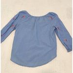 Velvet by Graham Spencer Martha neon floral embroidered blouse XS TB 4707 Blue Photo 4