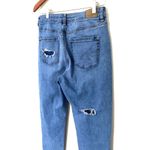 American Eagle Blue Ripped Mom Distressed Jeans Denim Stretchy Sz 6 Photo 1