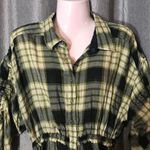 Free People  Pacific Dawn Plaid Shirt Green Top Photo 1