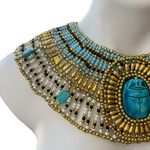 Ancient Egyptian Revival Beaded Scarab Collar
Necklace Handmade Statement Piece Blue Photo 4