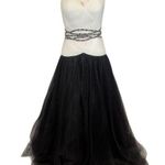 Jovani stunning black & white strapless tulle princess ball wedding gown size 8 Photo 0