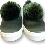 Tory Burch Daphne Pom Pom Sneaker Satin Lux Olive Green Slip On Shoe Size 8 Photo 3