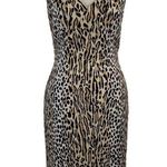 Bloomingdales Vintage 90s Bloomingdale’s animal print v neck sleeveless sheath dress size 10P Photo 0