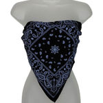 The Vintage Shop Vintage Y2K Black Purple Paisley Bandana Print Bandeau Tube Top USA Made Small S Photo 0