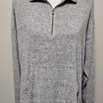 Aerie  Gray Heathered Quarter Zip Pullover Sweatshirt Relaxed Fit Size LG Lounge Photo 0