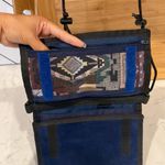 Vintage Stone Mountain suede tri fold crossbody or waist bag western interior Blue Photo 6