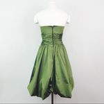 David's Bridal Vintage Y2K Strapless Taffeta Bubble Hem Dress in Chartreuse | Size 4 Photo 4