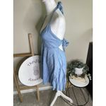 Lulus  Light Blue I'm Smitten Chambray Halter Tie babydoll Dress with Pockets Photo 1