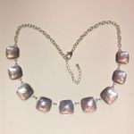 Elegant Silver Tone Blue Shimmer Enamel Statement Necklace Photo 3